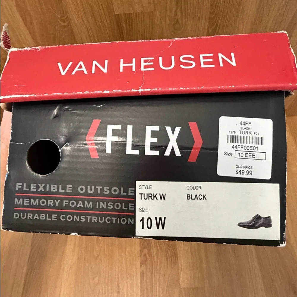 Van Heusen Flex Black Dress Shoes Men’s Size 10W | Like New | Box Included